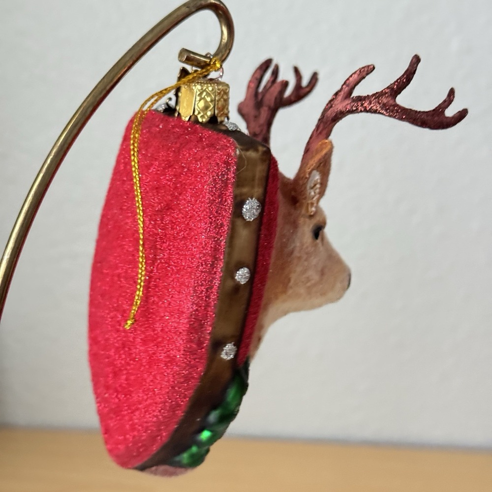 Inge-Glas Germany Deer Buck Head Plaque Glass Ornament Cabin Decor Rustic - Picture 4 of 10